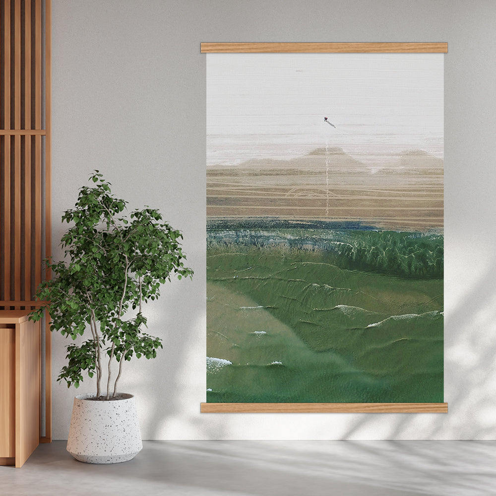 Beach Aerial Solitude - Beach Canvas Art - Wood Framed Decor