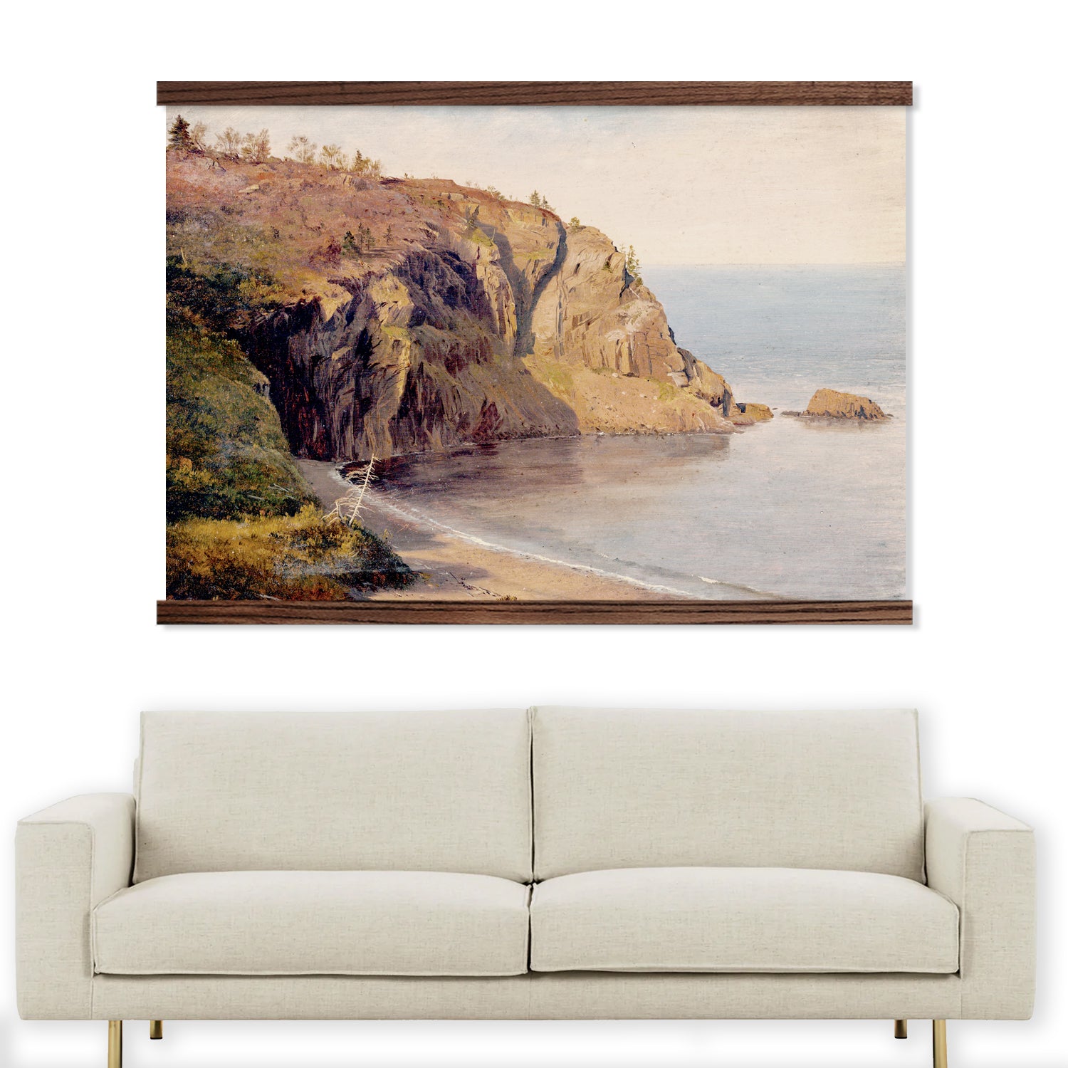Canadian Coast Beige Landscape Art Extra Large Canvas Wall Art