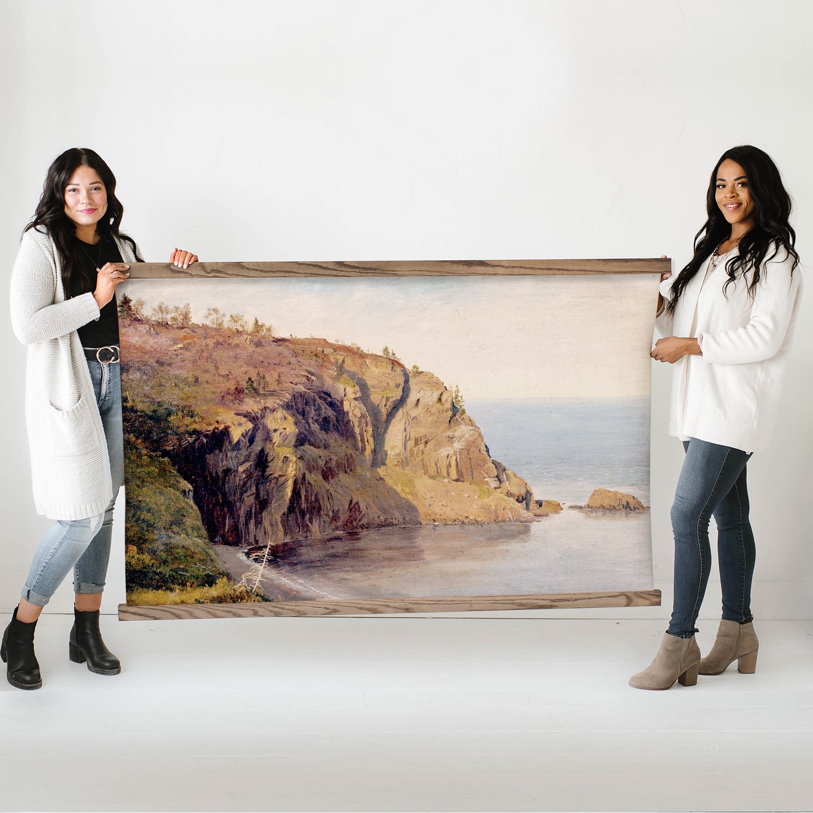 Canadian Coast Beige Landscape Art Extra Large Canvas Wall Art