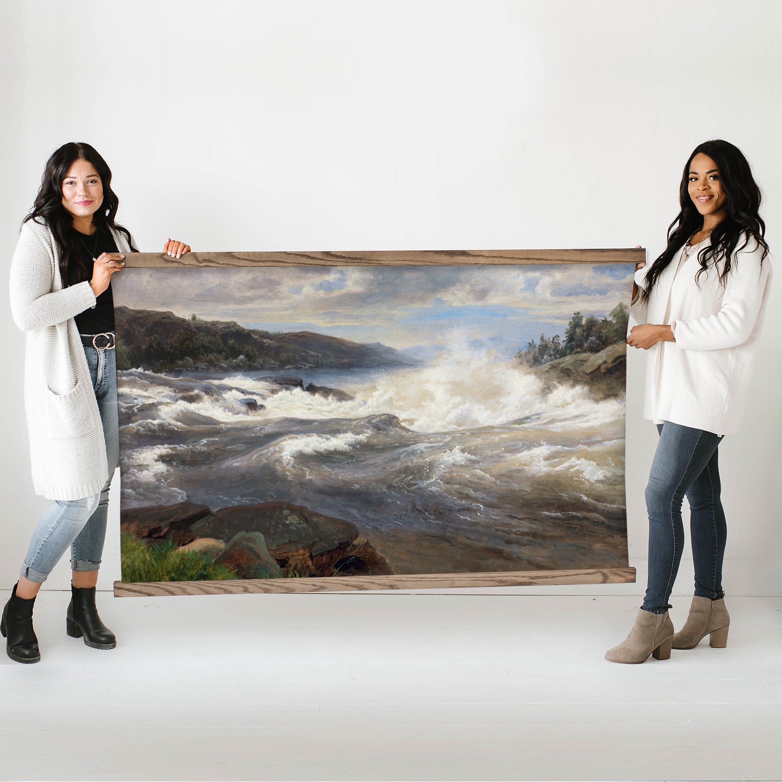 Churning Bay Waters - Nature Canvas Art - Wood Framed Decor