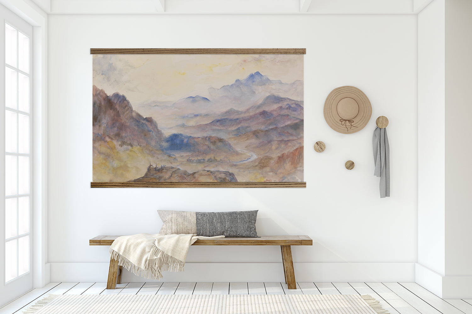 Huge Wall Art- Mist Rising Mountain Scene- Landscape Painting Art