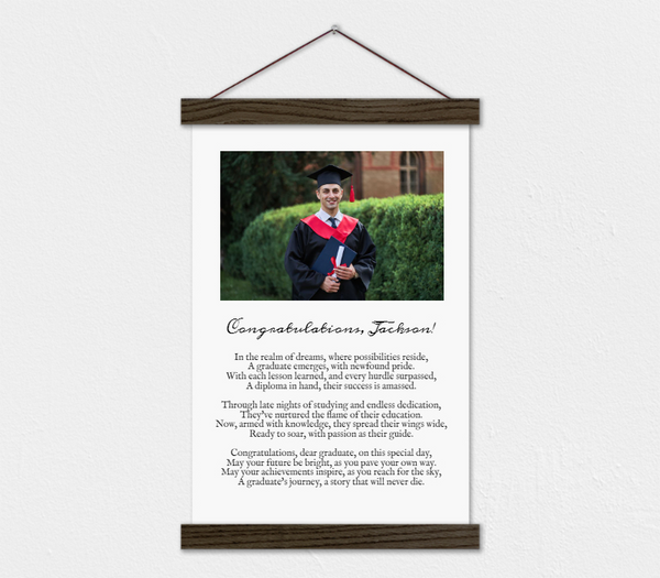 Graduation Gift Idea for Him - Custom Canvas with Poem and Photo