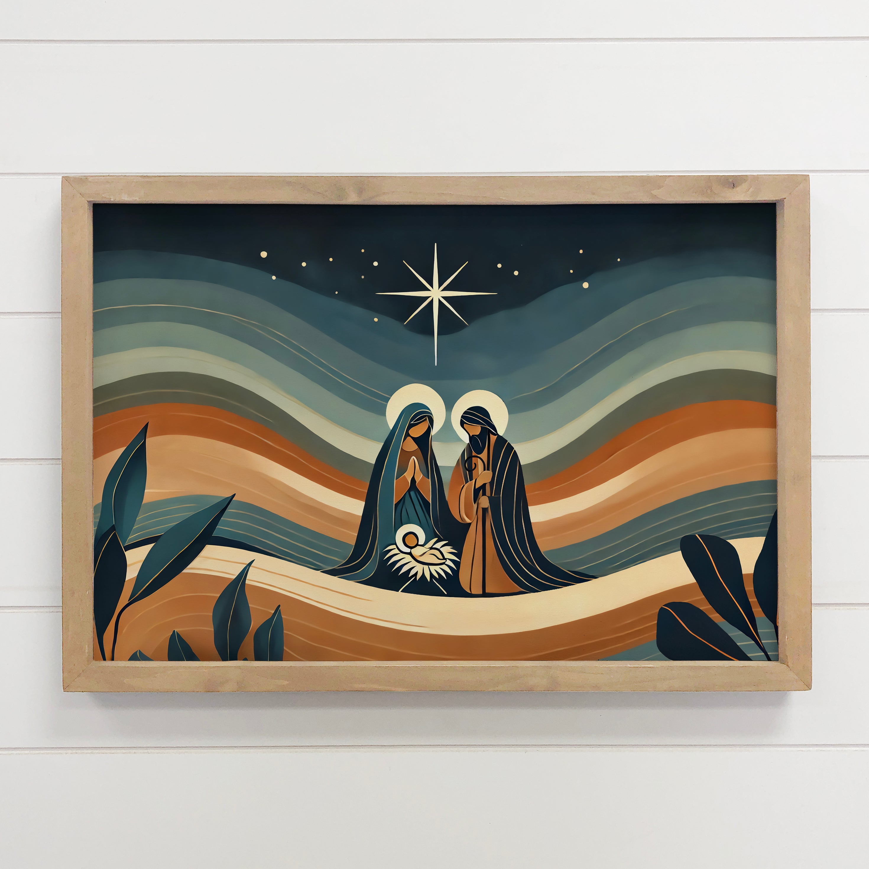 Modern Boho Christmas Nativity Rolling Hills - Nativity Art