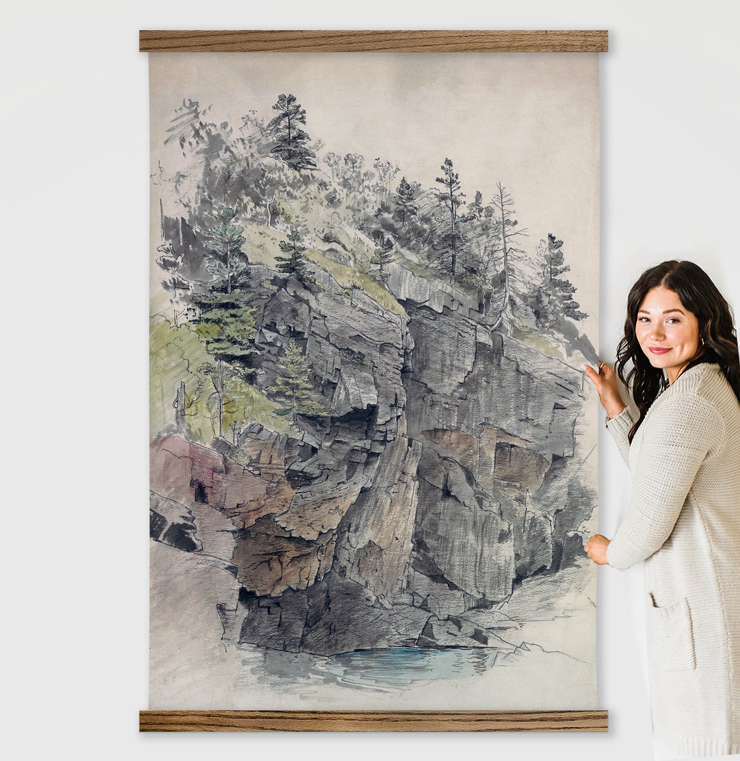 Huge Canvas Print- Maine Cliffs Framed Canvas Wall Art