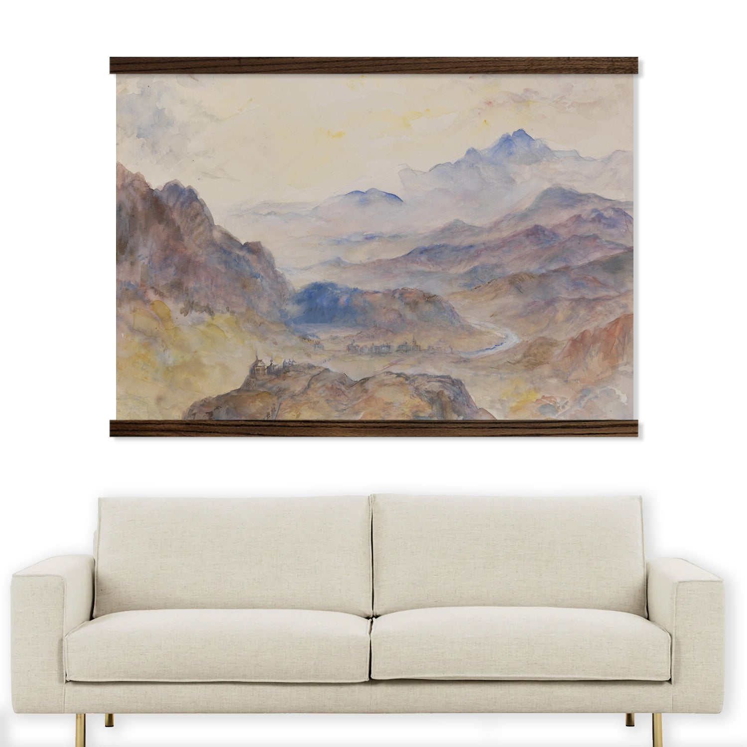 Huge Wall Art- Mist Rising Mountain Scene- Landscape Painting Art