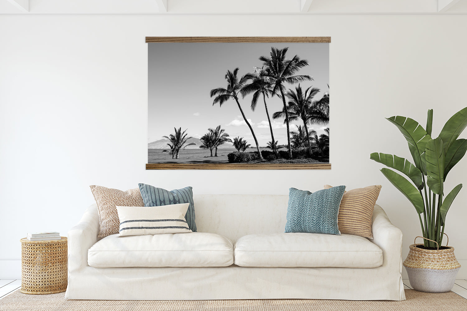 Extra Large Canvas - Black & White Palm Trees - Framed Nature Photograph