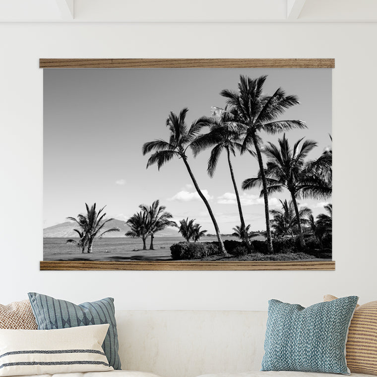 Extra Large Canvas - Black & White Palm Trees - Framed Nature Photograph