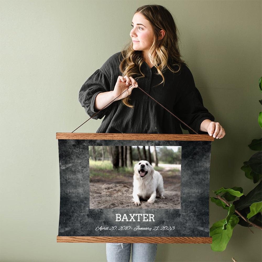 Pet Loss Memorial Personalized Grunge Framed Photo Canvas Gift