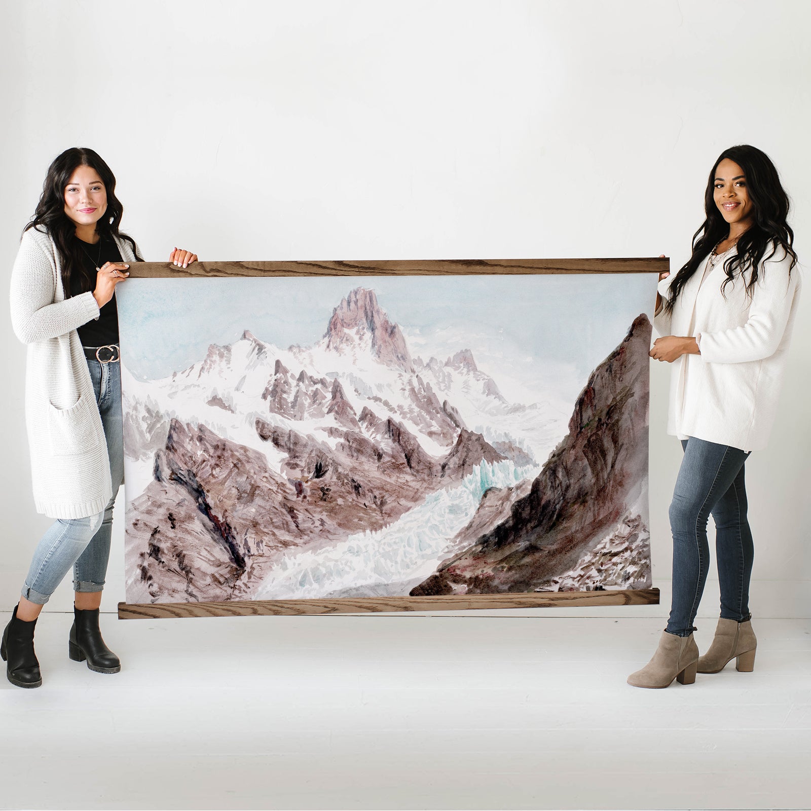 Extra Large Wall Art-Sargent Watercolor Mountain- Framed Canvas Large Wall Art