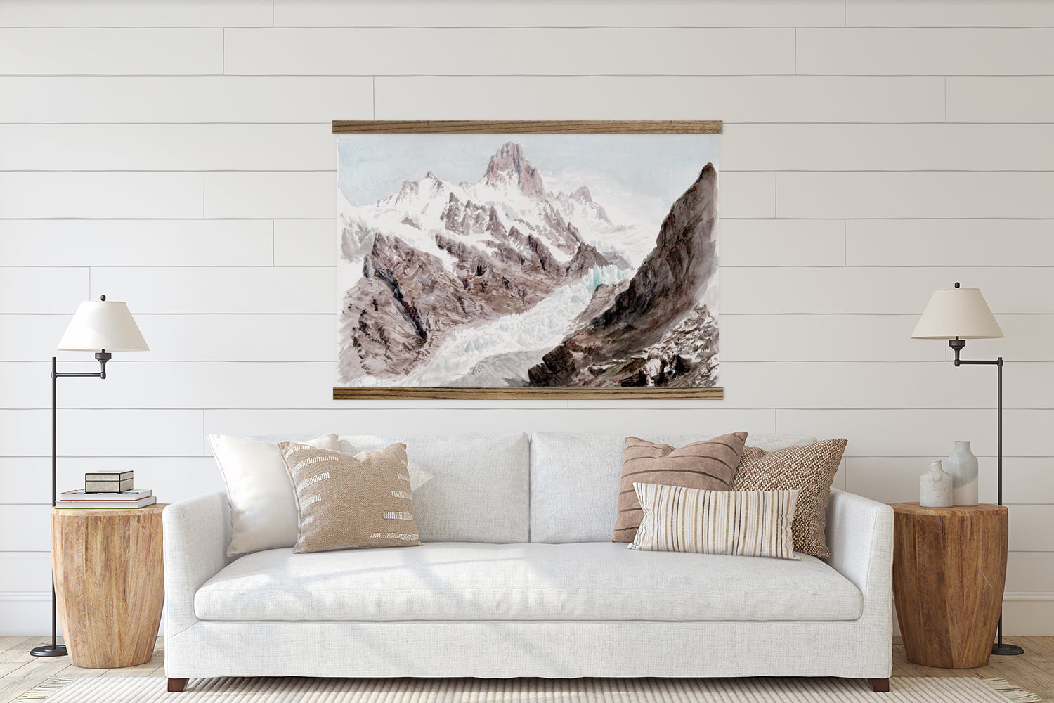 Extra Large Wall Art-Sargent Watercolor Mountain- Framed Canvas Large Wall Art
