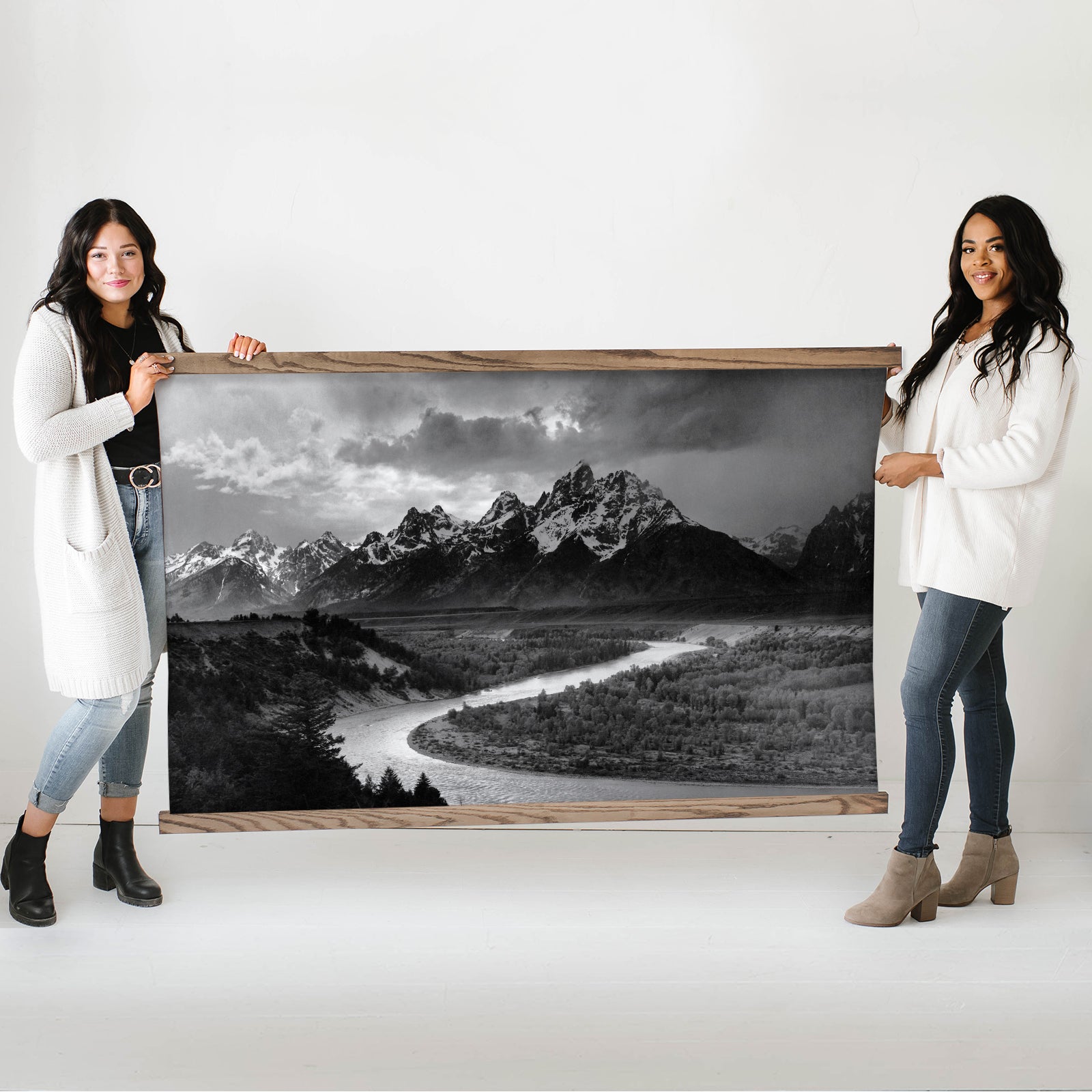 Black And White Photography - Tetons by Ansel Adams - Framed Nature Photograph Wall Art
