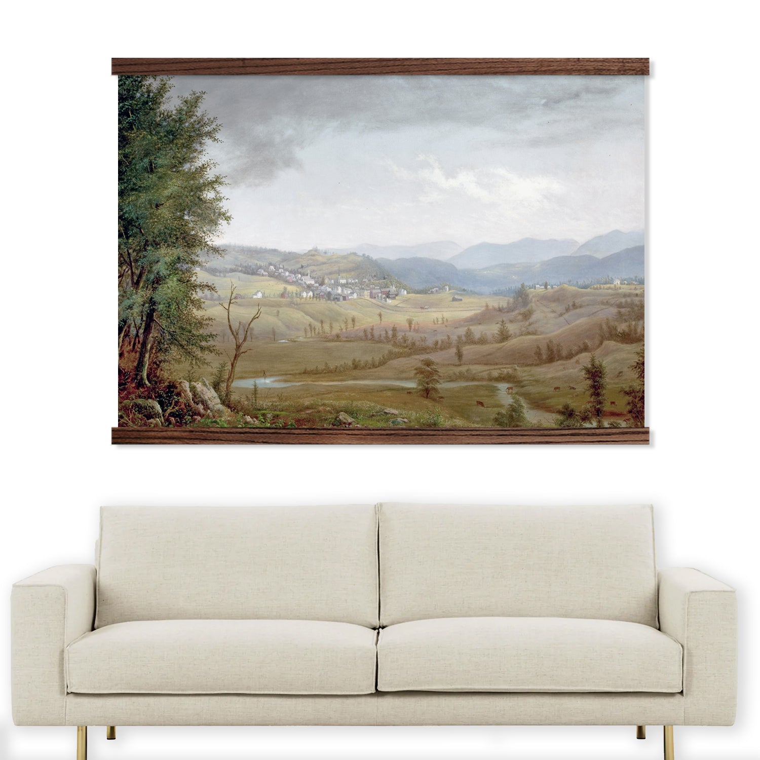 Artwork for Office Space - Vermont Vintage Painting - Cabin Wall Decor - Framed Nature