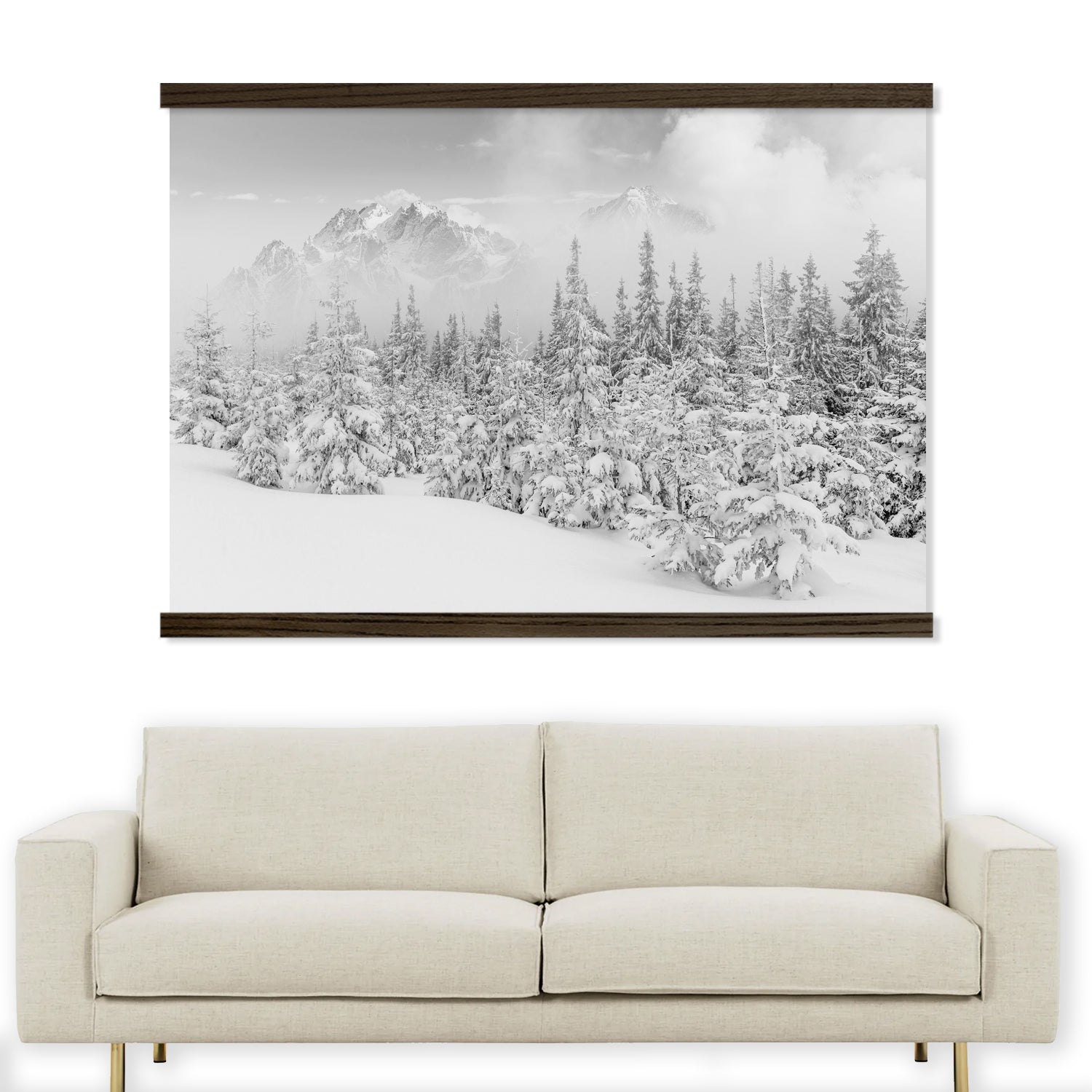 Bedroom Center Piece Wall Art - Winter Mountain Landscape - Framed Nature Photograph - Cabin