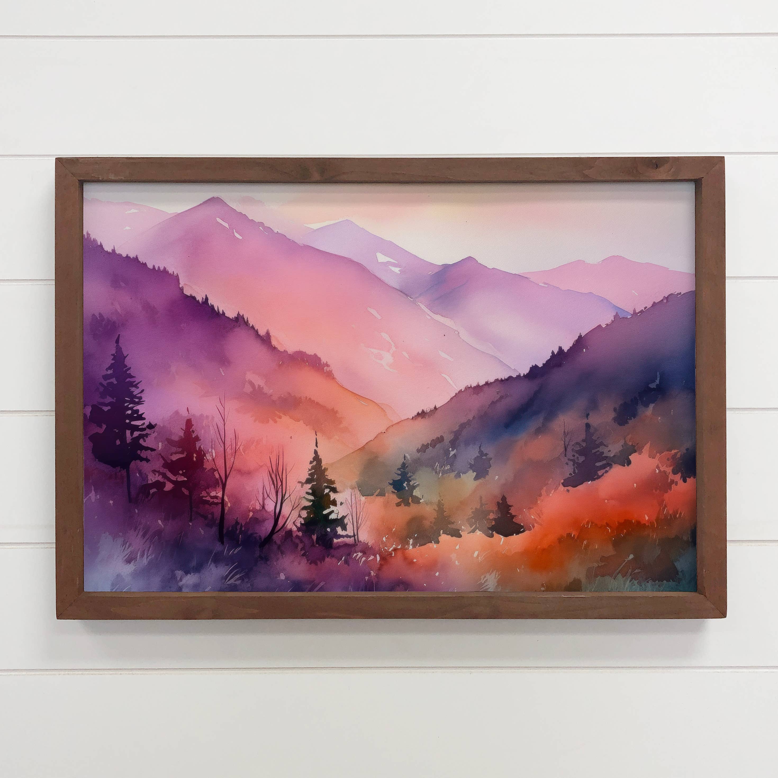Purple Ombre Mountains - Framed Nature Wall Art -Cabin Decor