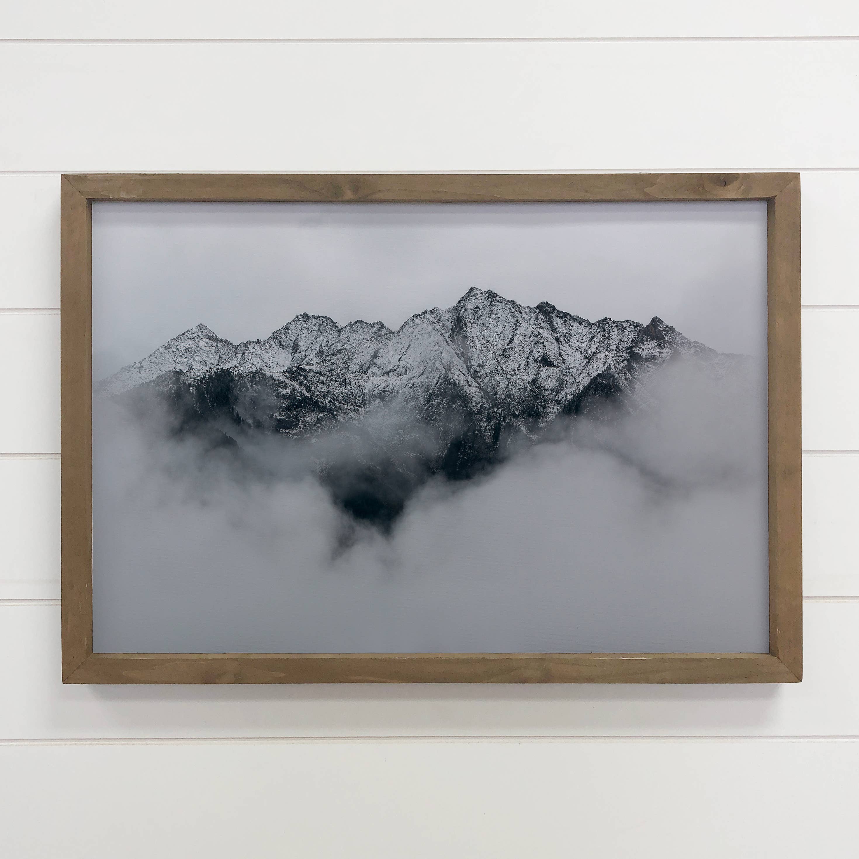 Foggy Mountains - Mountain Canvas Art - Wood Framed Artwork