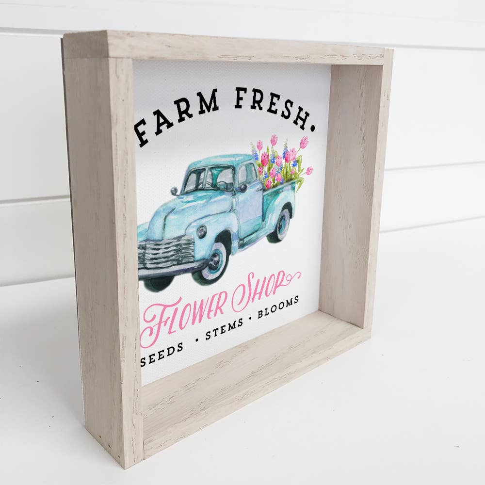 Floral Summer Décor-  Flower Shop Vintage Truck Canvas Sign