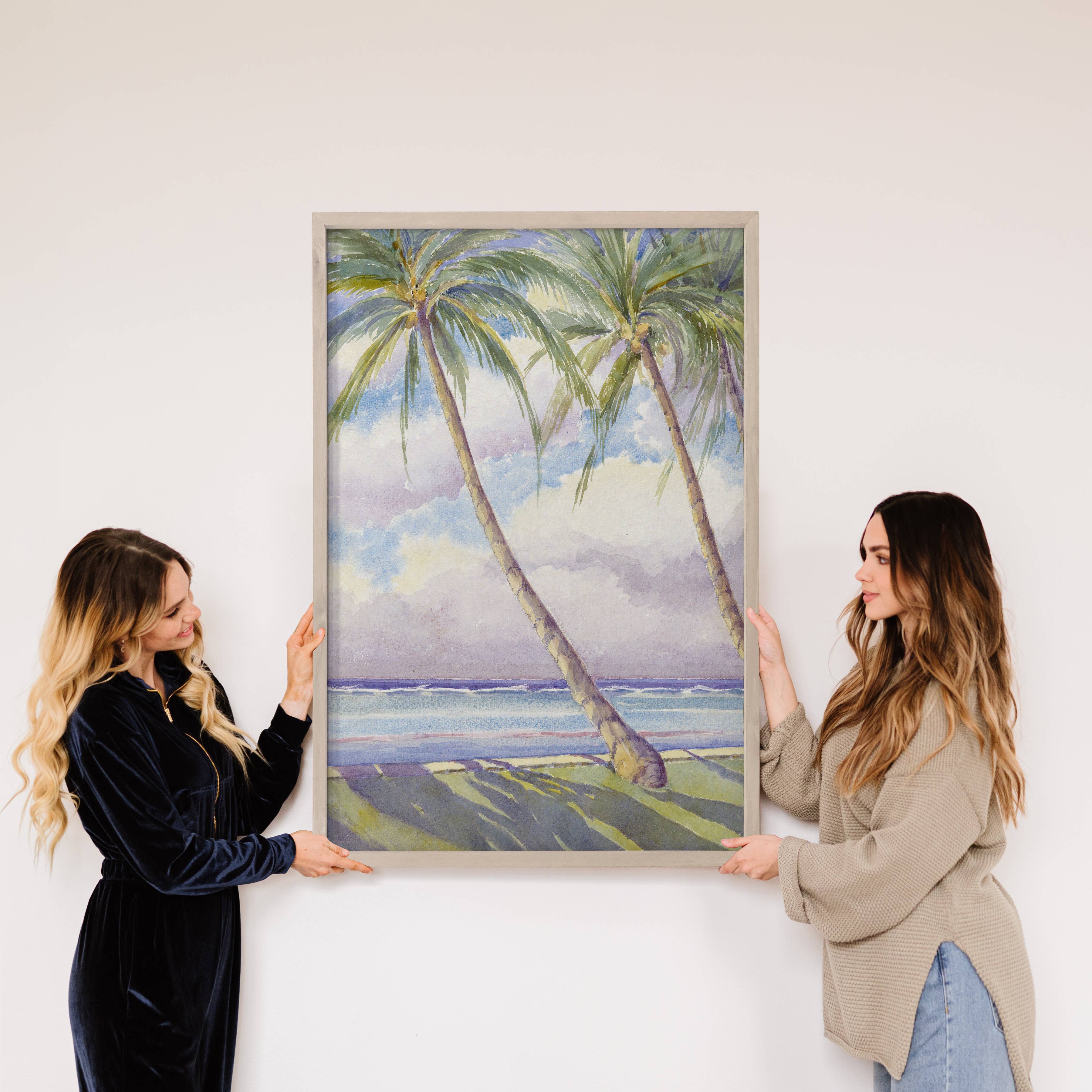 Honolulu Palms - Palm Tree Canvas Art - Wood Framed Decor