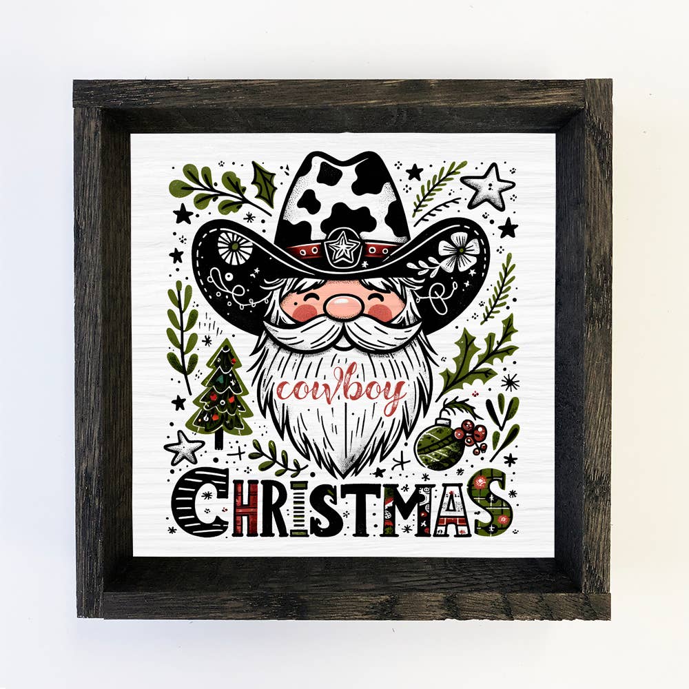 Funky Western Cowboy Christmas - Christmas Santa Canvas Art