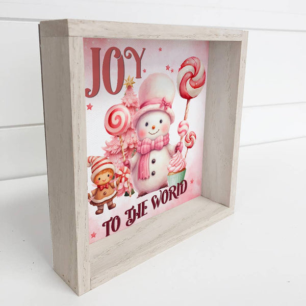 Pink Joy to the World - Cute Holiday Canvas Wall Art