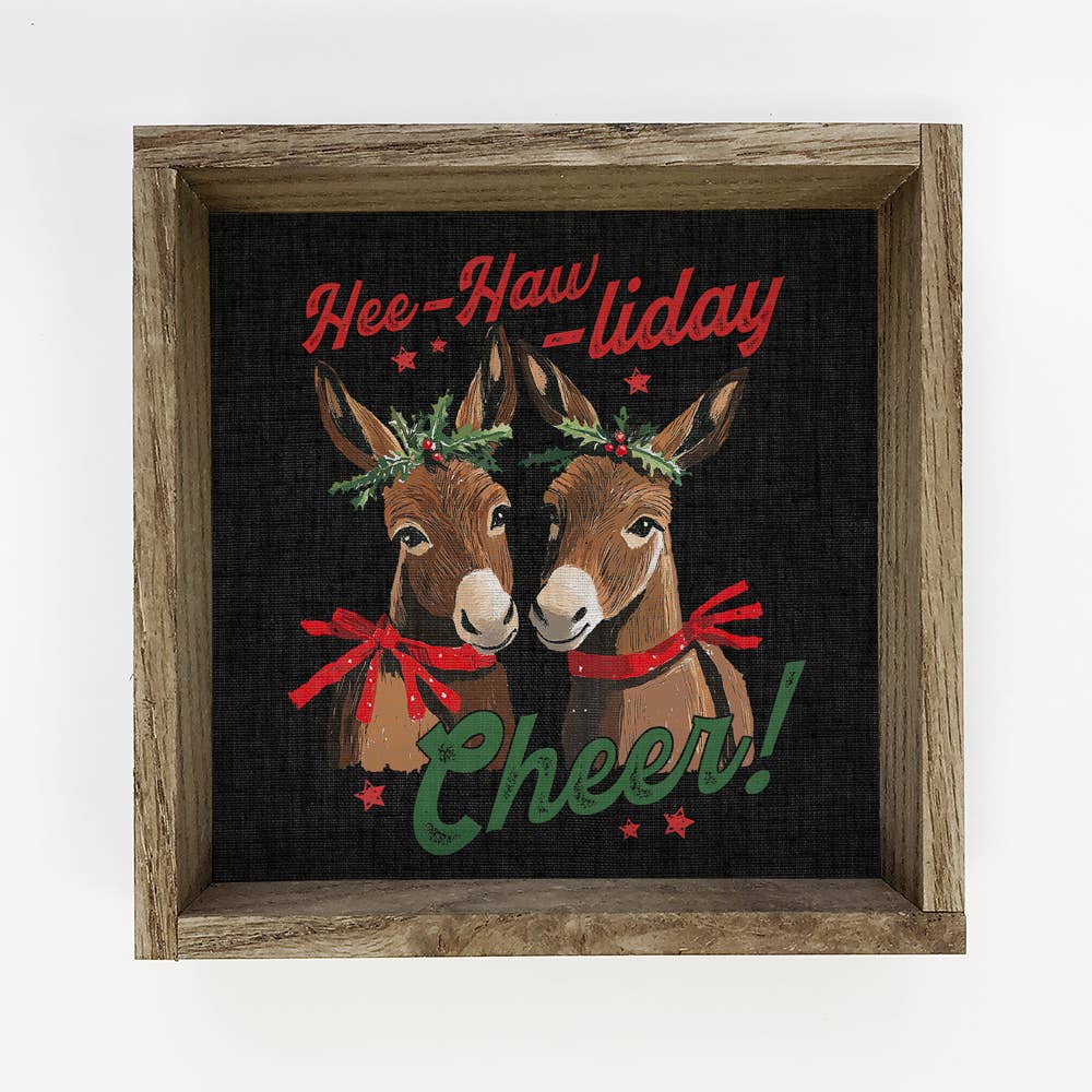 Hee Hawliday Donkey Christmas - Christmas Canvas Art
