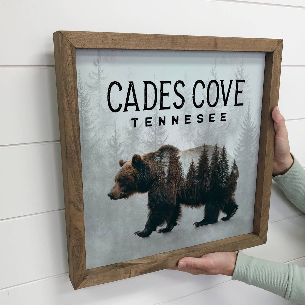 Bear Pine Trees Custom Town - Custom Canvas Art - Wood Frame
