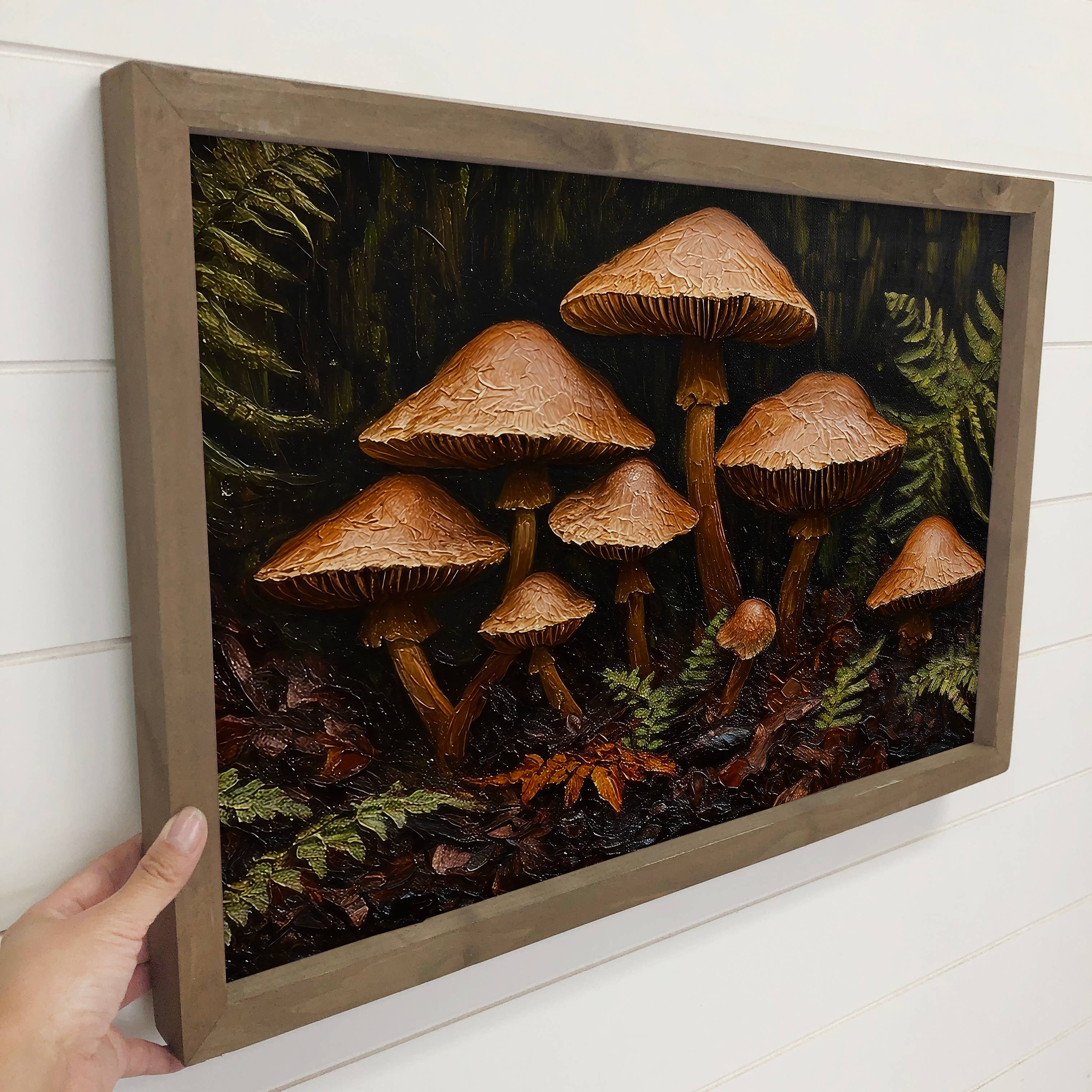 Mushroom Family - Nature Canvas Art - Wood Framed Wall Art
