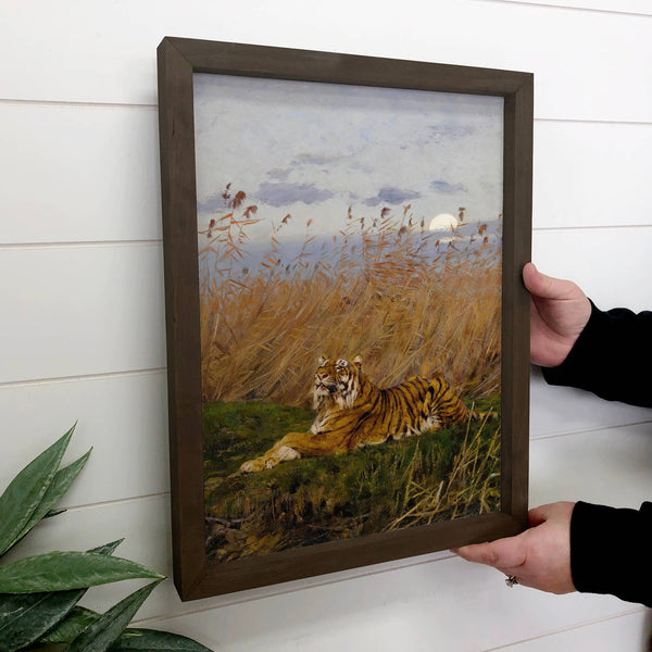 Tiger in the Moonlight - Tiger Canvas Art - Wood Framed Art