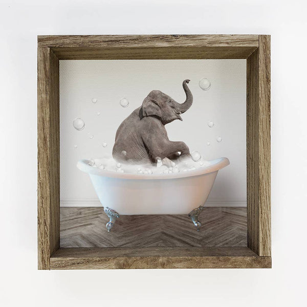 Elephant in Bubble Bath Cute Animal Bathroom Wall Shelf Art