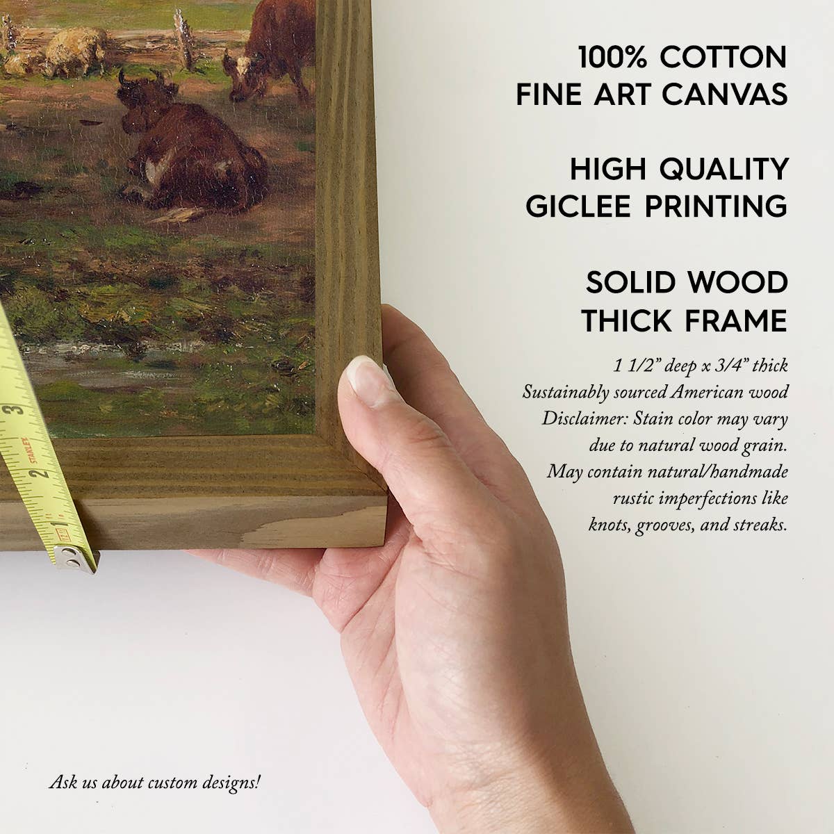 Cows in the Field - Farmhouse Canvas Art - Wood Framed Art