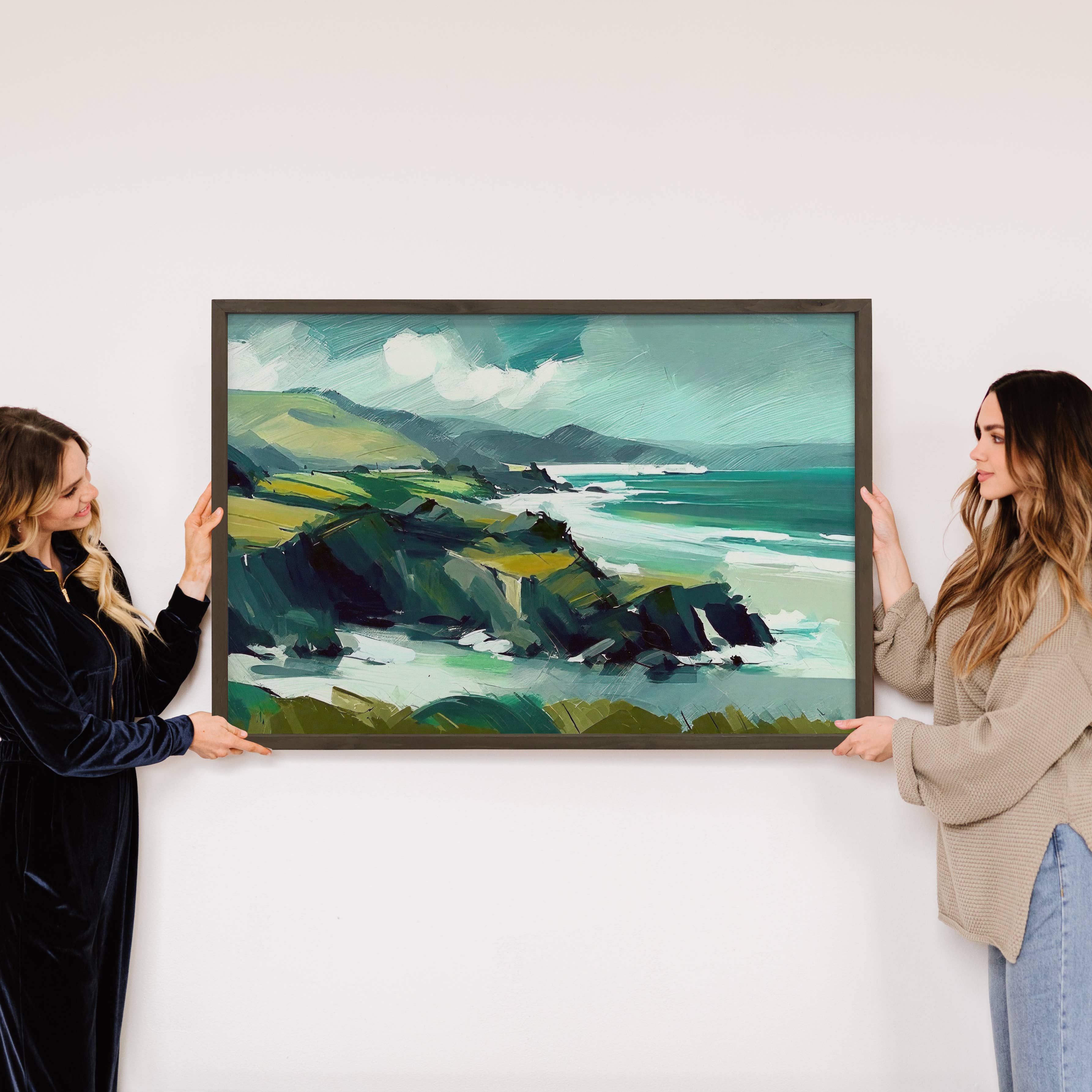 Rocks and Sea - Nature Landscape Canvas Art - Wood Framed