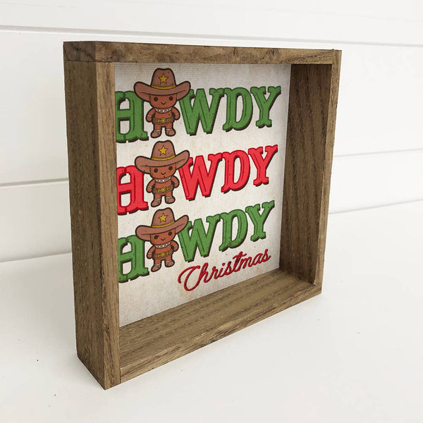 Western Howdy Gingerbread Man - Western Holiday Canvas Art