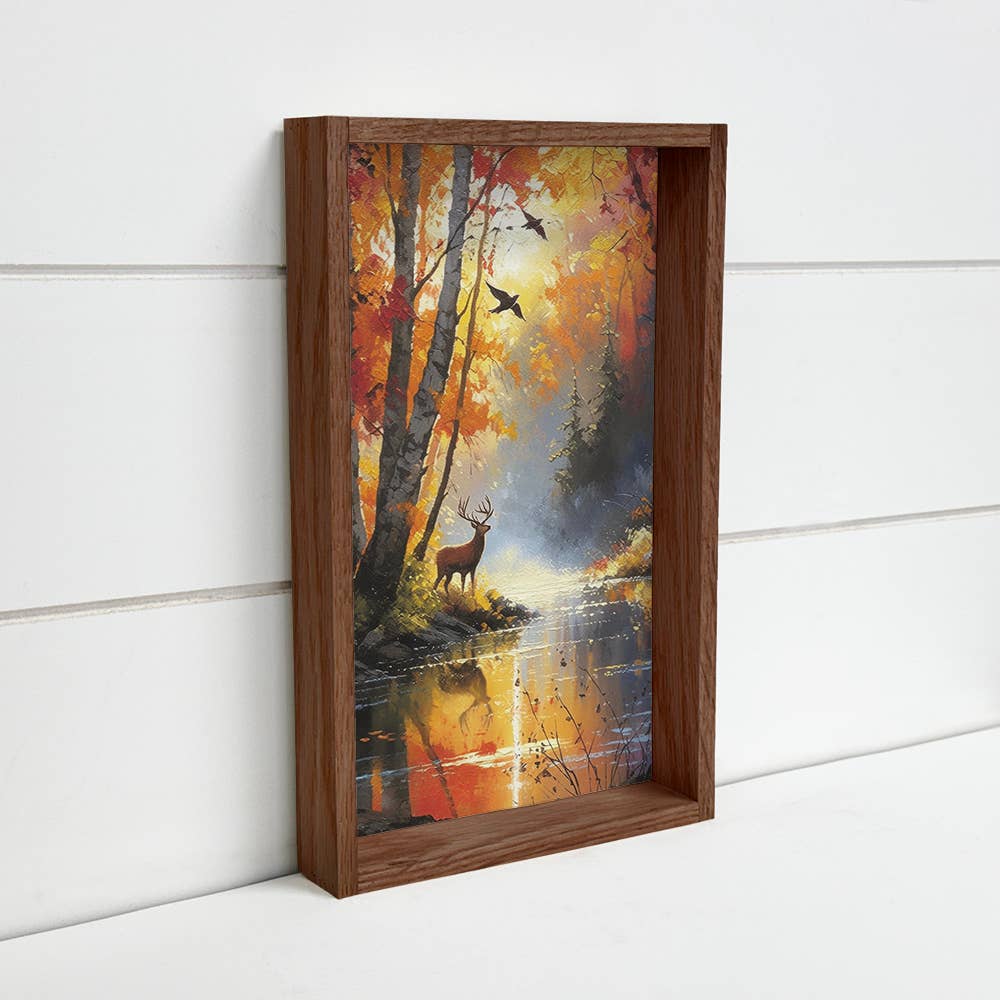 Deer in the Wood in the Fall - Fall Mountain Canvas Art