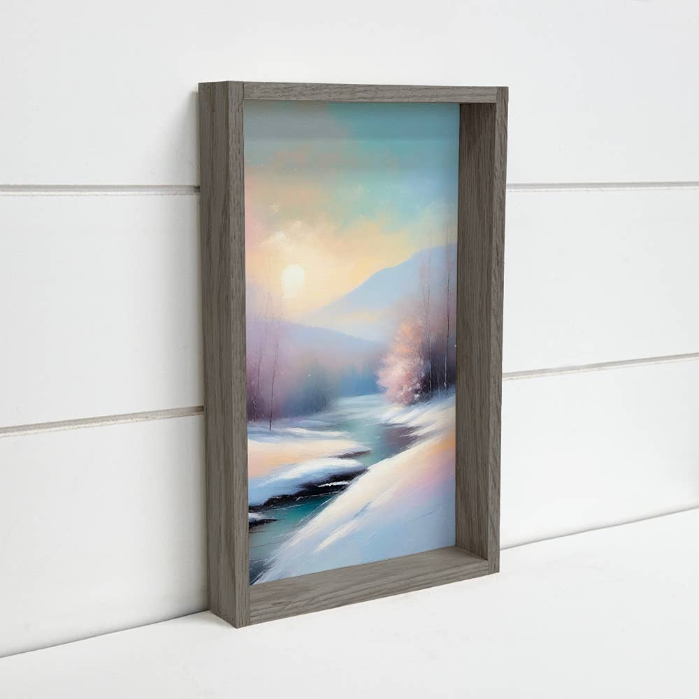 Winter Pastel Landscape - Winter Canvas Art - Wood Framed