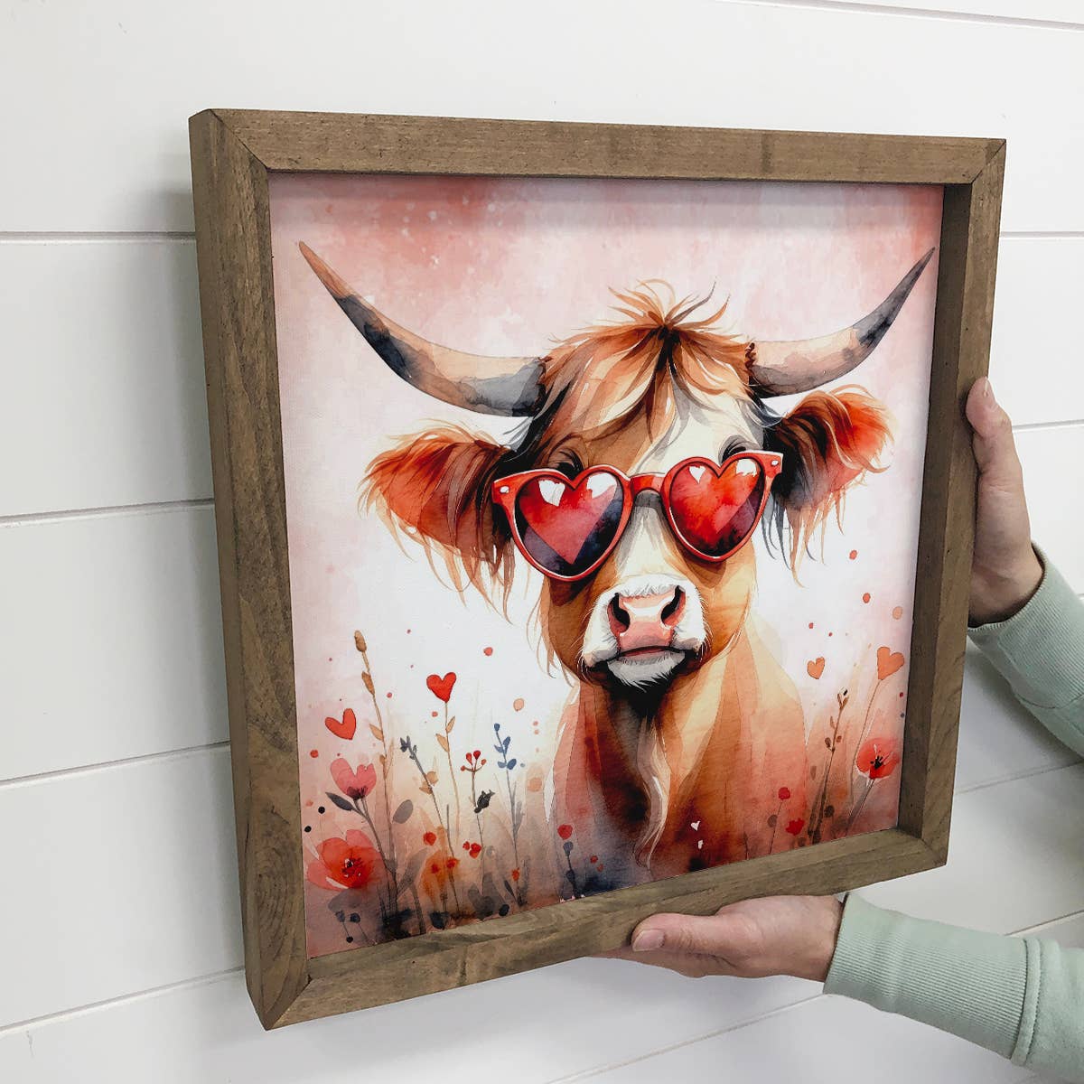 Cute Cow Sunglasses Valentines - Cute Cow Canvas Art - Frame