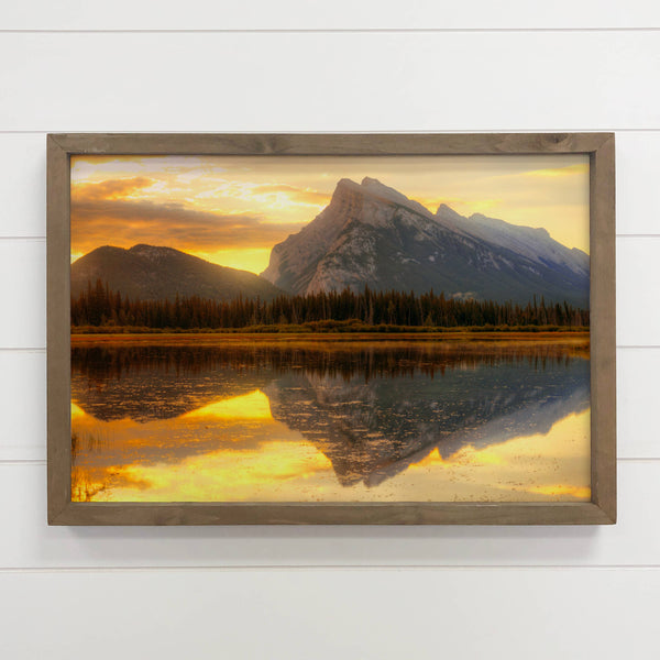 Vermillion Lake Banff Sunrise - Framed Nature Photograph