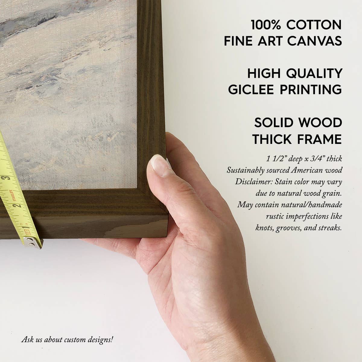 Snow Capped Mountain Tops - Cabin Canvas Art - Wood Framed