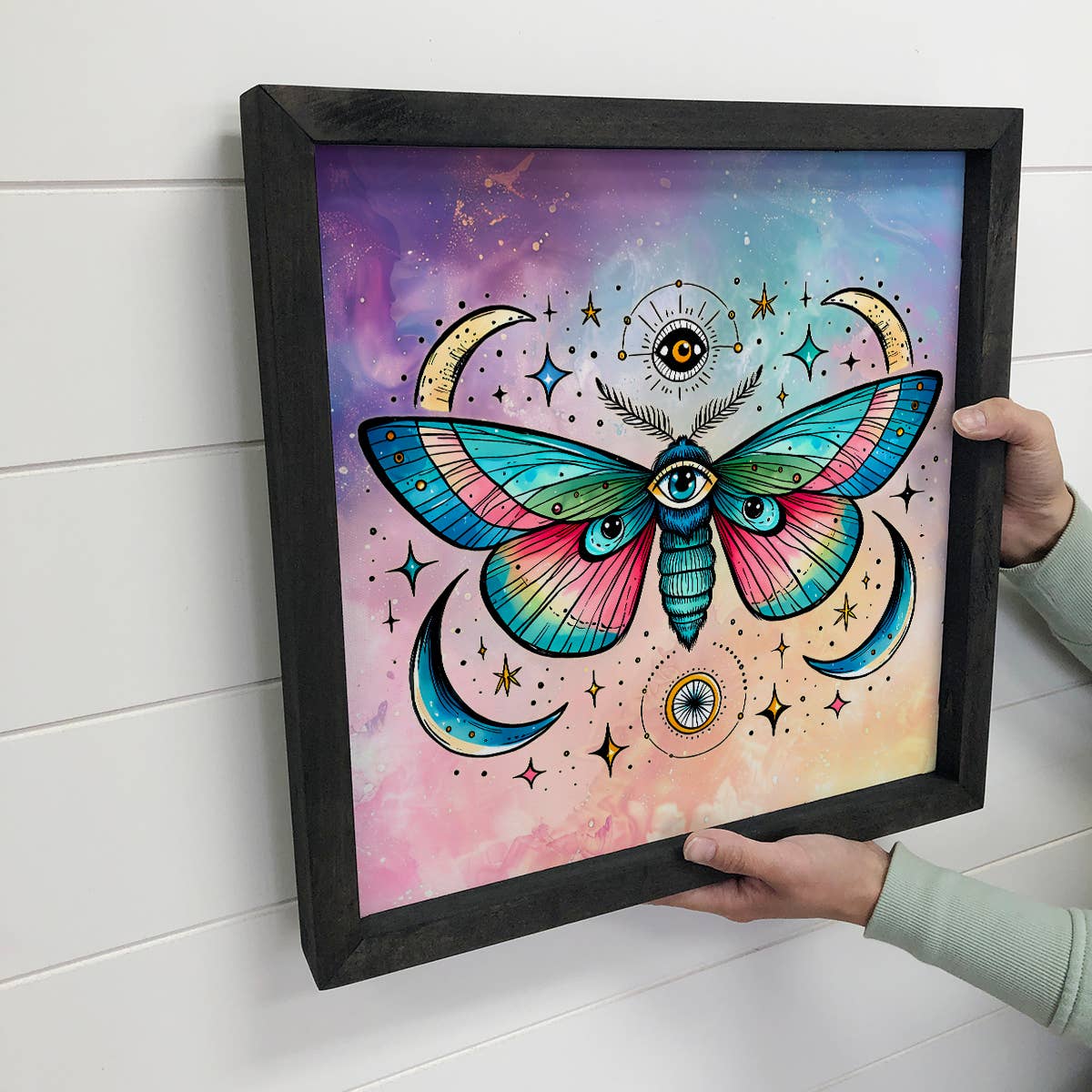 Celestial Moon Butterfly - Butterfly Canvas Art - Wood Frame