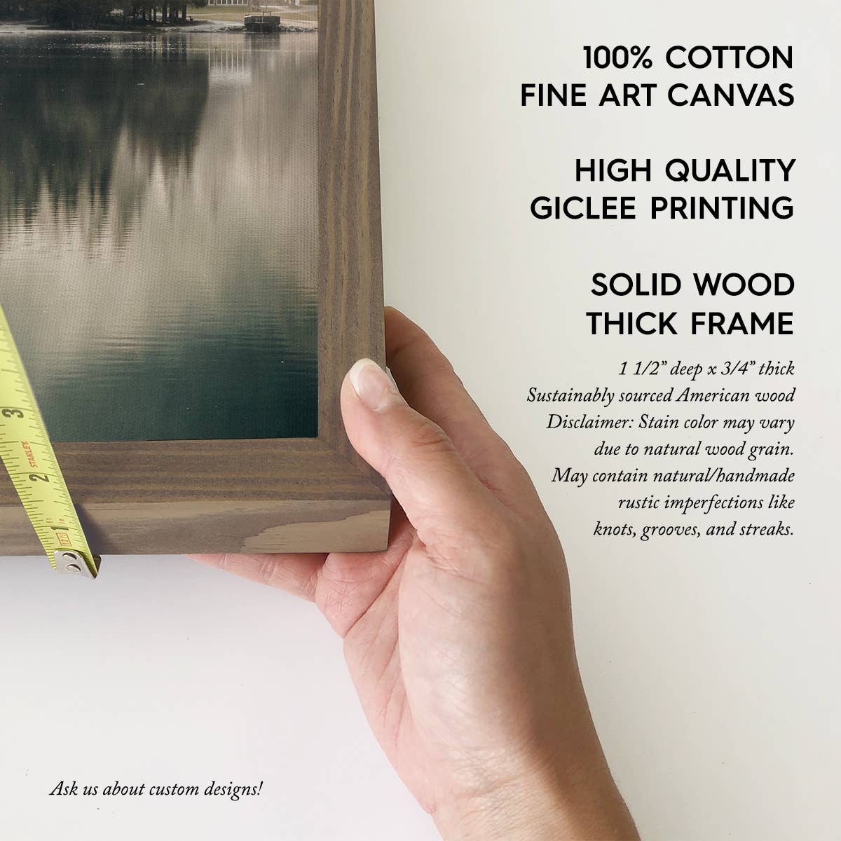 Pines Misty Lake - Lake Landscape Canvas Art - Wood Framed