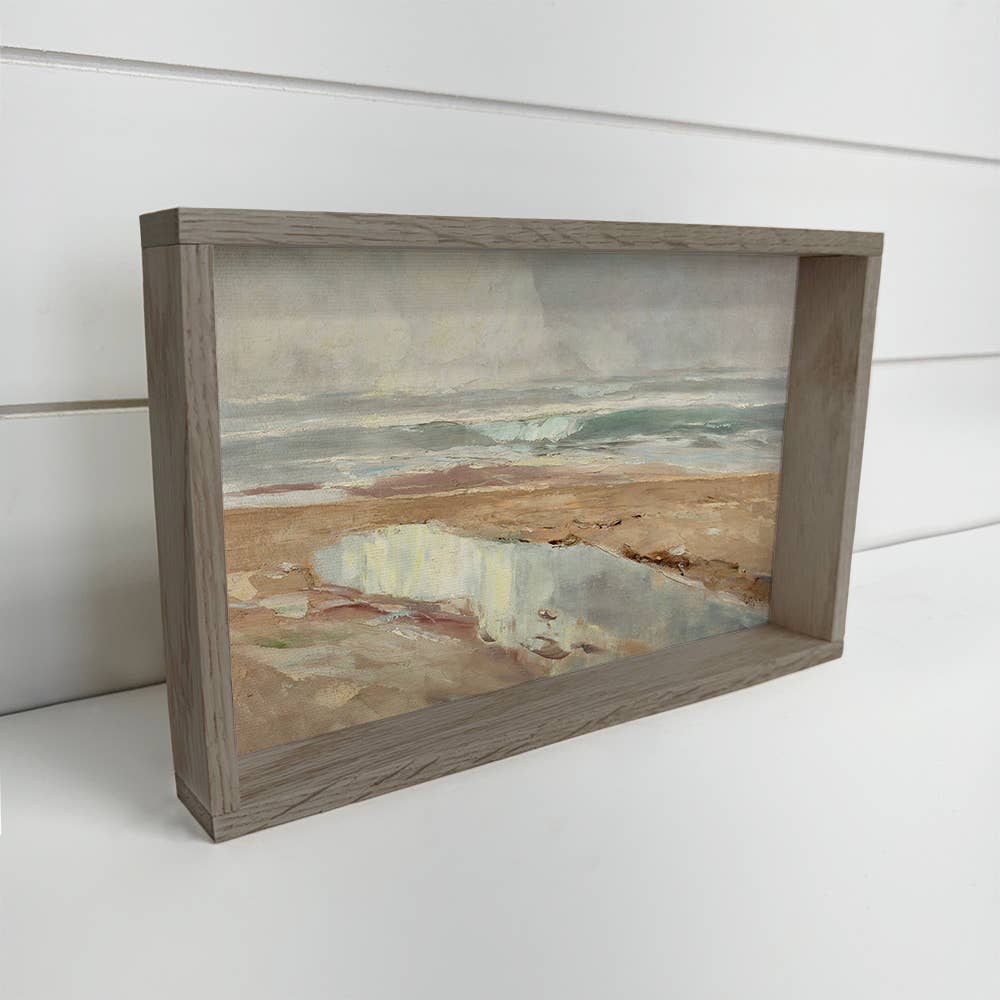 Beige Beach Vintage Abstract - Beach House Canvas Art