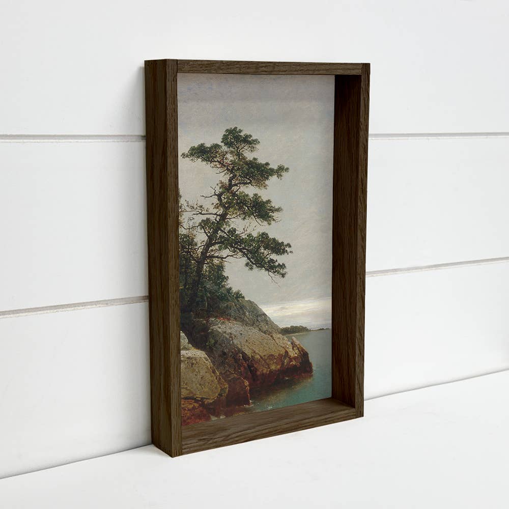 Old Pine Over the Sea - Nature Landscape Canvas Art - Framed