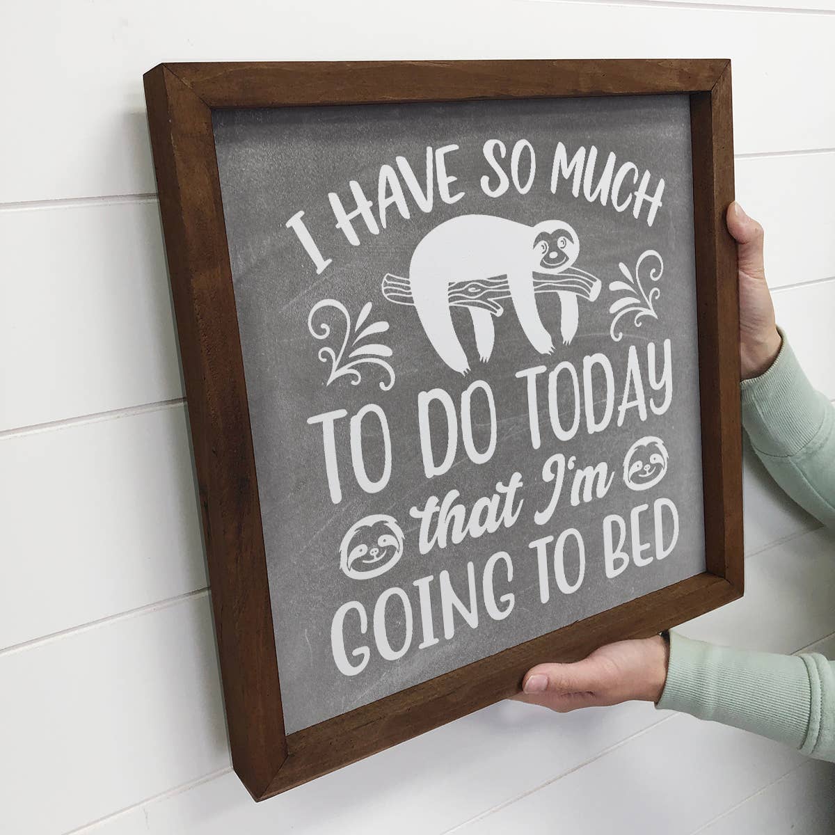 Funny Home Decor- Sloth Going to Bed- Canvas Wall Decor