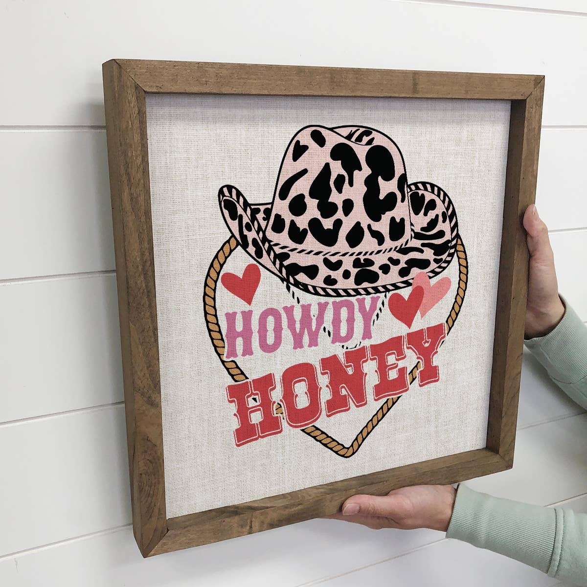 Howdy Honey - Cute Cowboy Word Sign - Wood Framed Decor