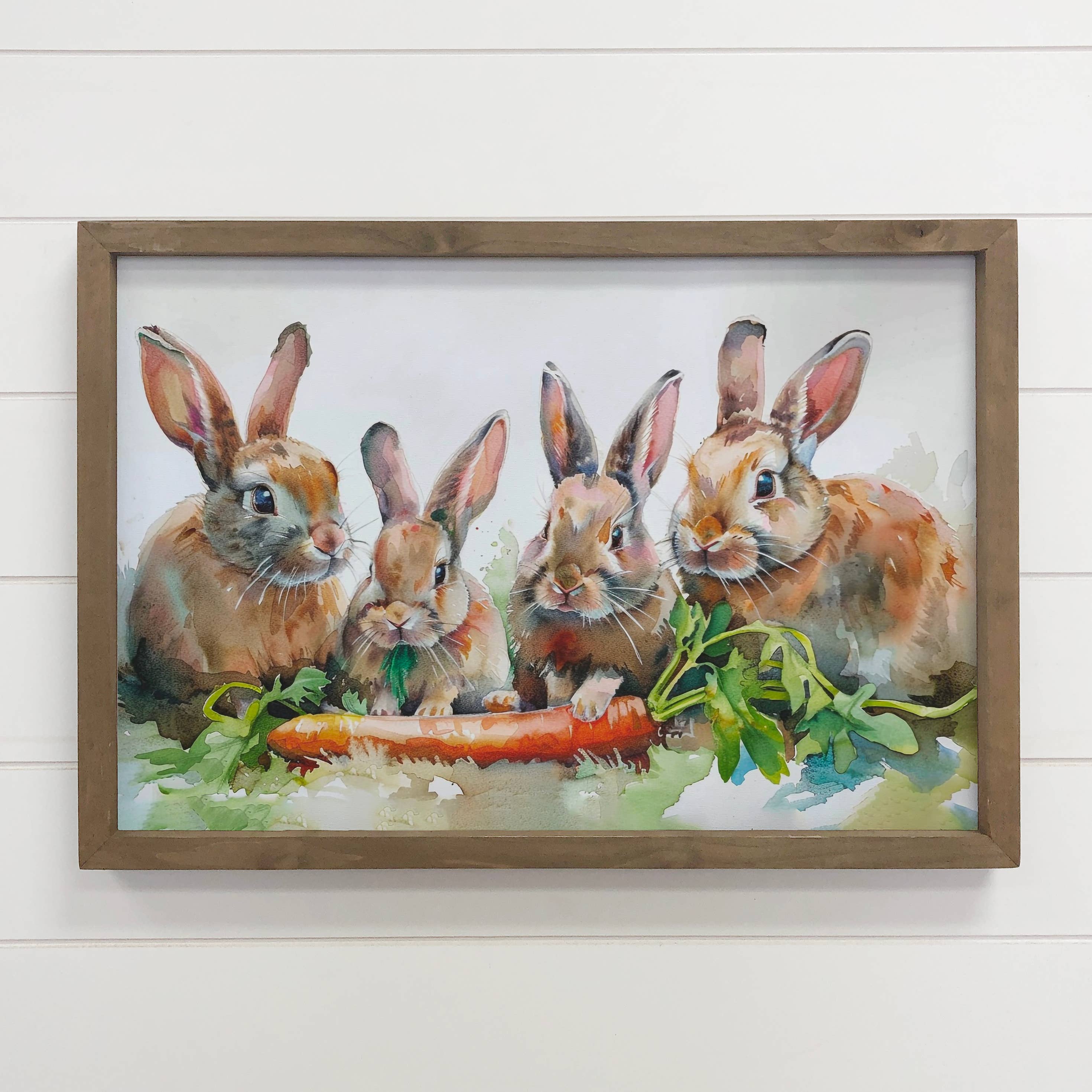 Bunnies Easter Carrot Feast - Sweet Bunny Canvas Art