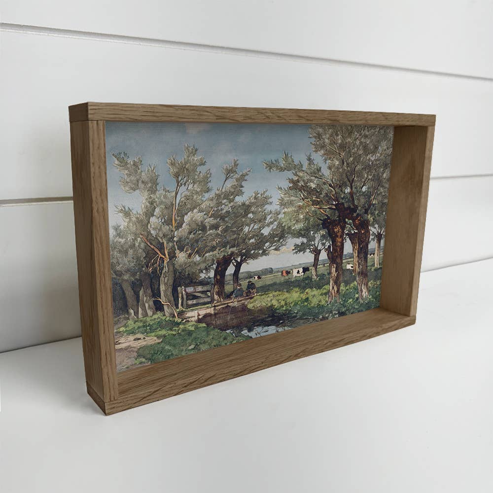 Fishing at the Cow Farm Ditch - Farmhouse Canvas Art
