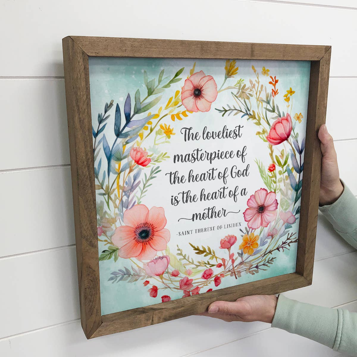 Heart of a Mother Wreath - Mom Quote Canvas Art - Framed