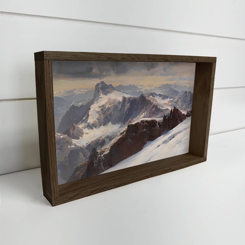 Snow Capped Mountain Tops - Cabin Canvas Art - Wood Framed