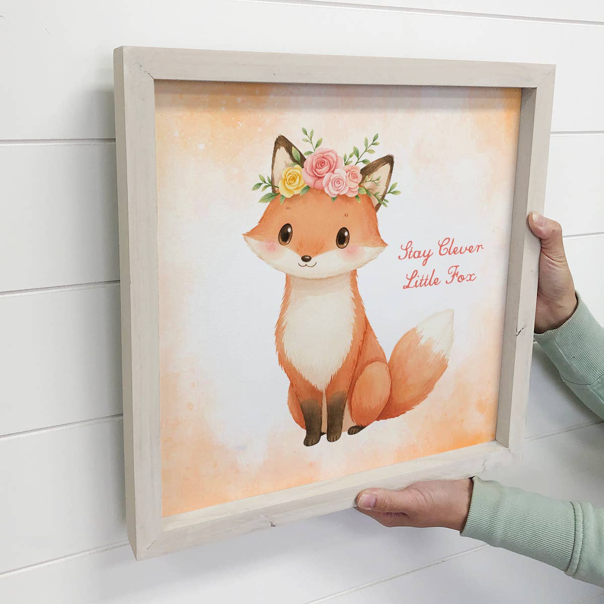 Stay Clever Little Fox - Cute Fox Canvas Art - Wood Framed