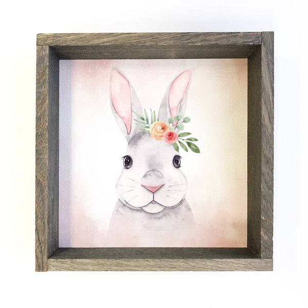 Nursery Print-Baby Bunny in Springtime Easter Small Canvas