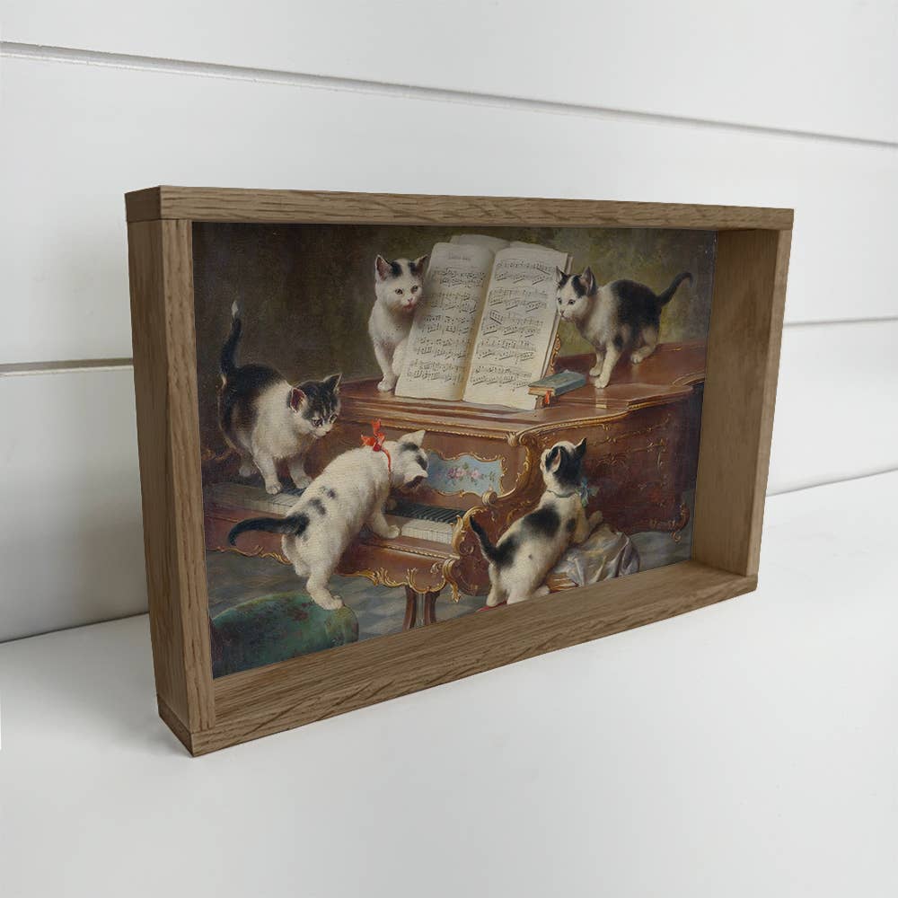 Kittens Piano Recital - Cute Kitten Canvas Art - Wood Framed