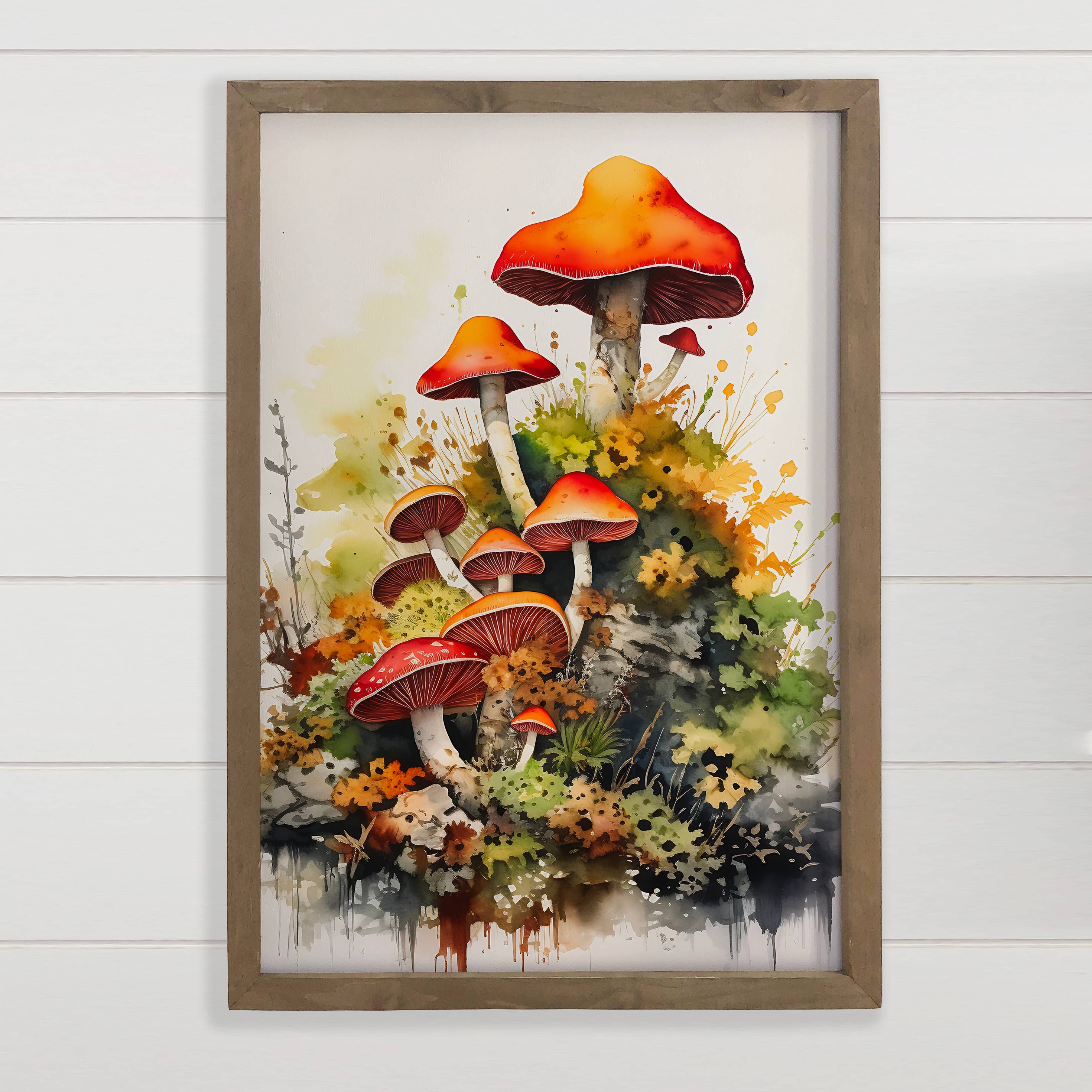 Mushroom Cluster - Nature Canvas Art - Wood Framed Wall Art